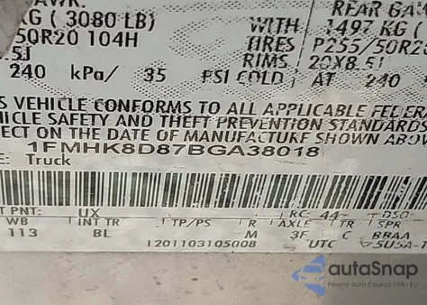 2011 Ford Explorer Xlt from USA, damaged, VIN 1FMHK8D87BGA38018